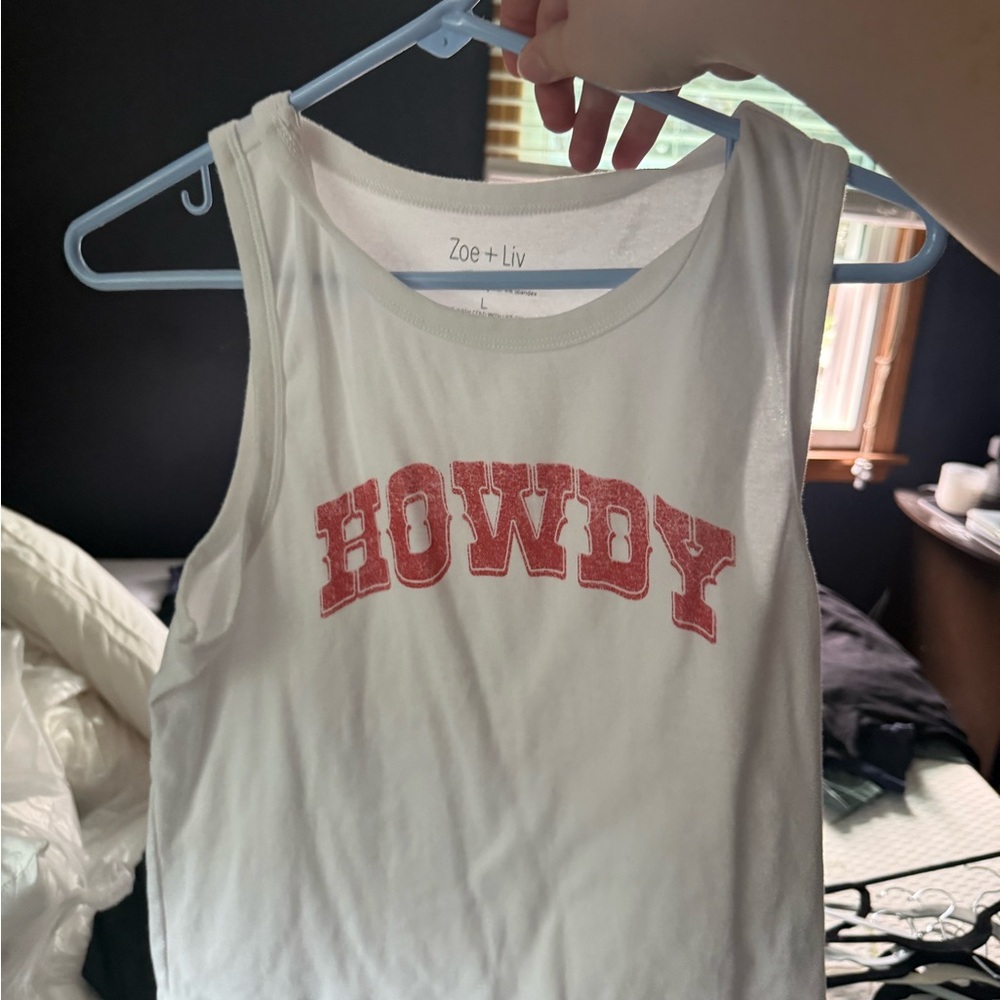 Zoe + Liv White Tank with Red Graphic